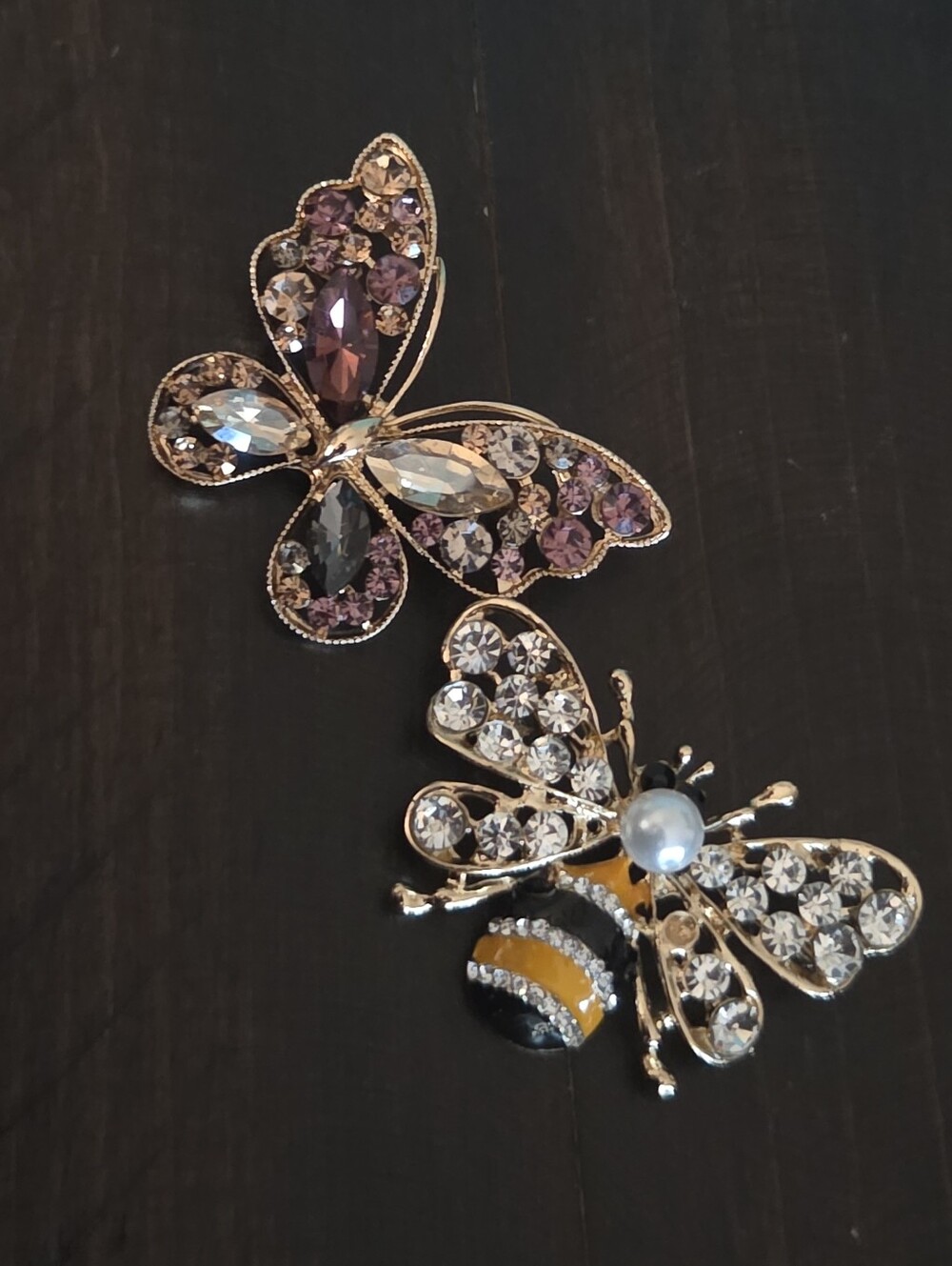 Butterfly And Bumble Bee Brooches(2) - Without Stems